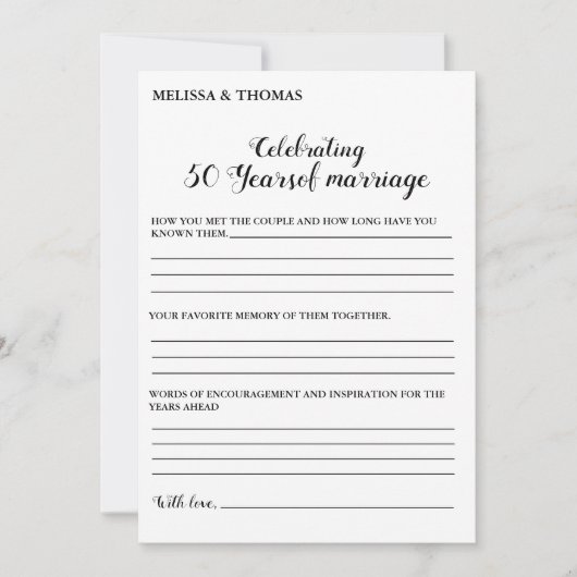 Modernes Jubiläum 50. Hochzeitsfeierspiel Karte (Vorderseite)