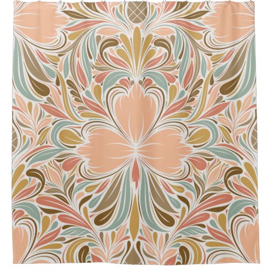 Modernes Jugendstil-Boho-Muster Duschvorhang (Vorderseite)