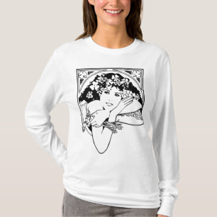 Modernes Jugendstil Kleeblatt Girl Pop Art T-Shirt