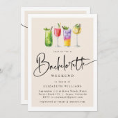 Modernes Junggeselinnen-Abschied Weekend Einladung (Vorne/Hinten)