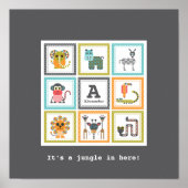 Modernes Jungle Safari Animals Poster (Vorne)