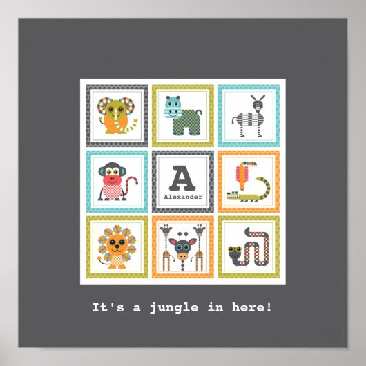 Modernes Jungle Safari Animals Poster (Vorne)