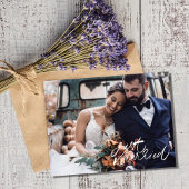 Modernes Just Married Foto Hochzeit Vielen Dank Postkarte