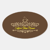 Modernes Kaffeehaus Bakery-Empfang mit eigenem Log Ovaler Aufkleber (Vorderseite)