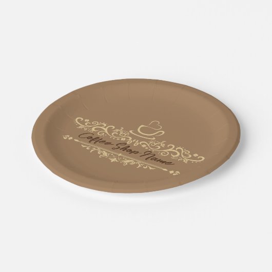 Modernes Kaffeehaus Bakery-Empfang mit eigenem Log Pappteller (Schrägansicht)