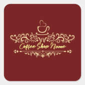 Modernes Kaffeehaus Bakery-Empfang mit eigenem Log Quadratischer Aufkleber (Vorderseite)