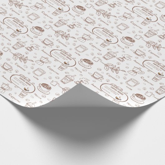 Modernes Kaffeepapier Hintergrund Personalisiert Geschenkpapier (Ecke)
