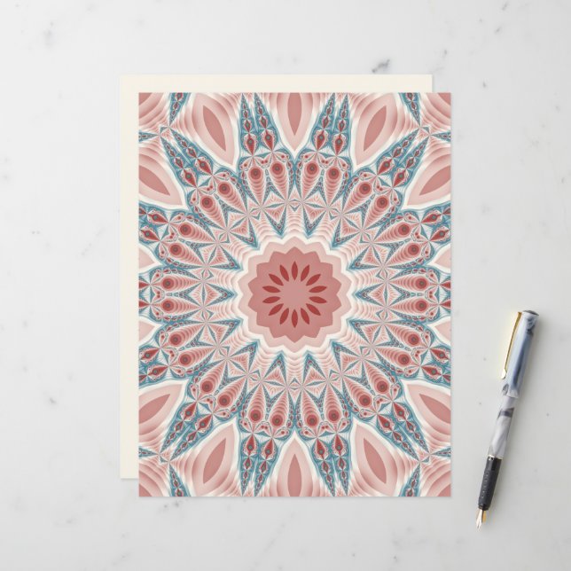 Modernes Kaleidoskop Mandala Fraktal Kunst (Vorderseite/Rückseite Beispiel)