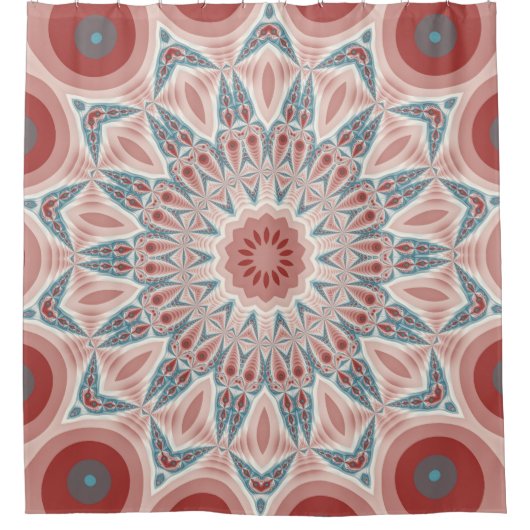 Modernes Kaleidoskop Mandala Fraktal Kunst Duschvorhang (Vorderseite)