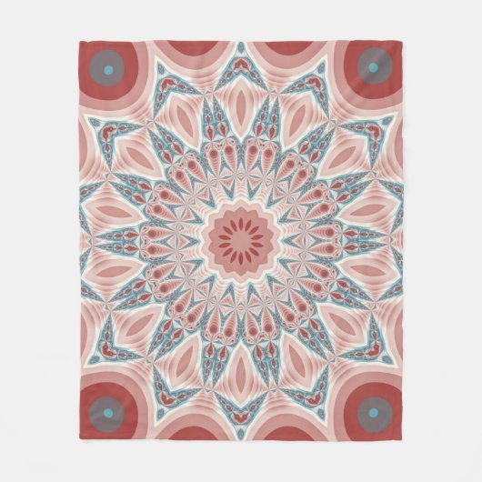 Modernes Kaleidoskop Mandala Fraktal Kunst Fleecedecke (Vorderseite)