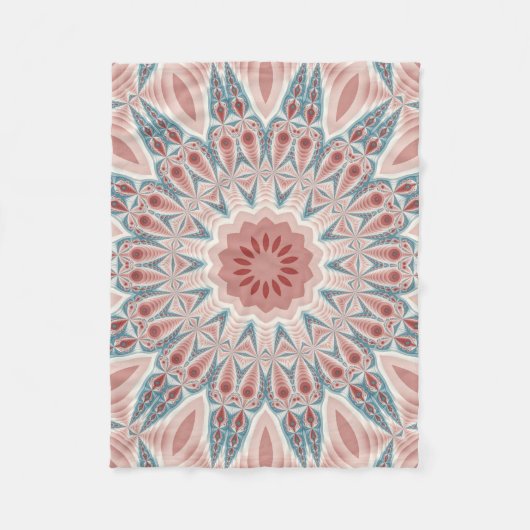 Modernes Kaleidoskop Mandala Fraktal Kunst Fleecedecke (Vorderseite)