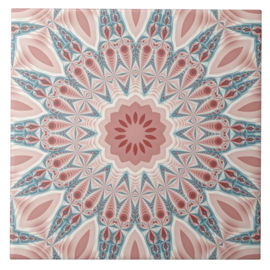 Modernes Kaleidoskop Mandala Fraktal Kunst Fliese (Vorderseite)