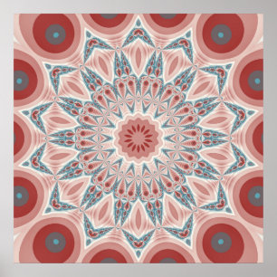 Modernes Kaleidoskop Mandala Fraktal Kunst Poster