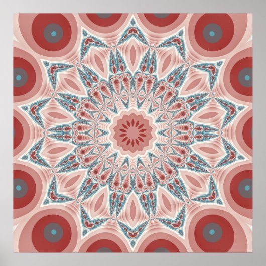 Modernes Kaleidoskop Mandala Fraktal Kunst Poster (Vorne)