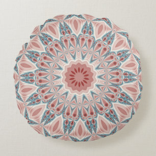 Modernes Kaleidoskop Mandala Fraktal Kunst Rundes Kissen