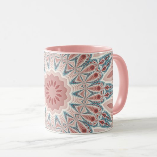 Modernes Kaleidoskop Mandala Fraktal Kunst Tasse (VorderseiteRechts)