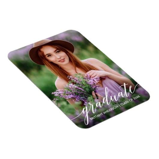 Modernes Kalligrafie-Abschluss-Foto Magnet (Rechte Seite)