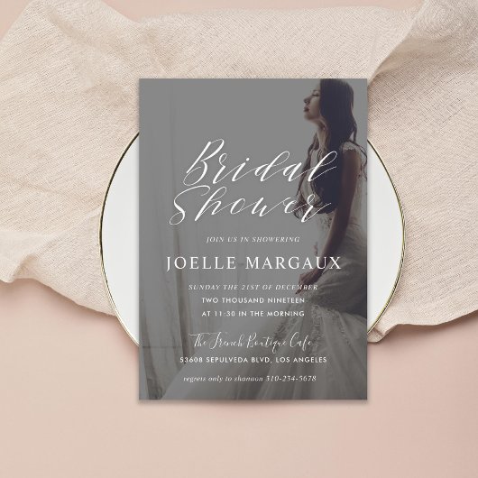 Modernes Kalligrafie-Brautparty-Foto Einladung