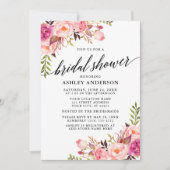 Modernes Kalligrafie-Brautparty mit blorrosa Rosa Einladung (Vorderseite)