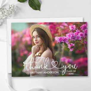 Modernes Kalligrafie-Drehbuch Herz-Foto-Abschluss Dankeskarte