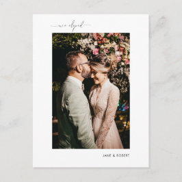 Modernes Kalligrafie-Foto nur verheiratet Eloption Ankündigungspostkarte