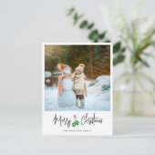 Modernes Kalligrafie-Grün-Mitten-Foto Feiertagspostkarte (Stehend Vorderseite)