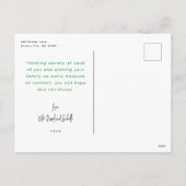 Modernes Kalligrafie-Grün-Mitten-Foto Feiertagspostkarte (Rückseite)