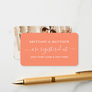 Modernes Kalligrafie-Heiratsregister Foto Coral Begleitkarte