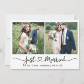 Modernes Kalligrafie Herz 2 Foto Hochzeit Ankündigung (Vorderseite)