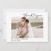 Modernes Kalligrafie Herz 3 Foto Hochzeit Dankeskarte (Vorderseite)