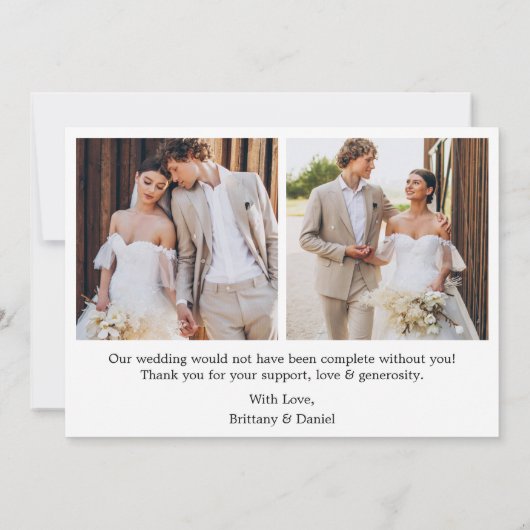 Modernes Kalligrafie Herz 3 Foto Hochzeit Dankeskarte (Rückseite)