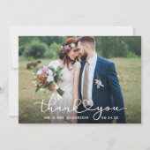 Modernes Kalligrafie-Herz-Script-Hochzeitsskripte- Dankeskarte (Vorderseite)