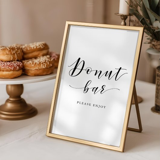 Modernes Kalligrafie-Hochzeitssymbol Donut Bar Sig Poster