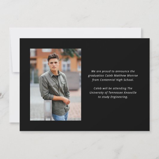 Modernes Kalligrafie Script 3 Foto Abschluss Ankündigung (Rückseite)