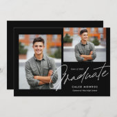 Modernes Kalligrafie Script 3 Foto Abschluss Ankündigung (Vorne/Hinten)