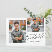 Modernes Kalligrafie Script 3 Foto Abschluss Ankündigung (Stehend Vorderseite)