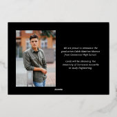 Modernes Kalligrafie Script 3 Foto Abschluss Folieneinladung (Rückseite)