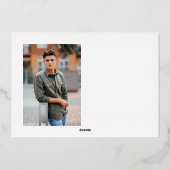 Modernes Kalligrafie Script 3 Foto Abschluss Folieneinladung (Rückseite)