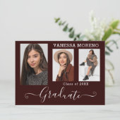 Modernes Kalligrafie Script 3 Foto Brgdy Abschluss Ankündigung (Stehend Vorderseite)