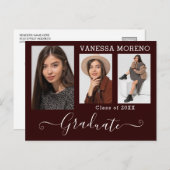 Modernes Kalligrafie Script 3 Foto Brgdy Abschluss Postkarte (Vorne/Hinten)