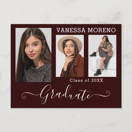 Modernes Kalligrafie Script 3 Foto Brgdy Abschluss Postkarte (Vorderseite)