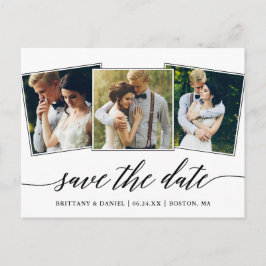 Modernes Kalligrafie Script 3 Foto Save the Date Postkarte