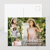 Modernes Kalligrafie Script 4 Foto Abschluss Postkarte (Vorne/Hinten)