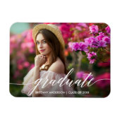 Modernes Kalligrafie-Script-Abschluss-Foto Magnet (Horizontal)