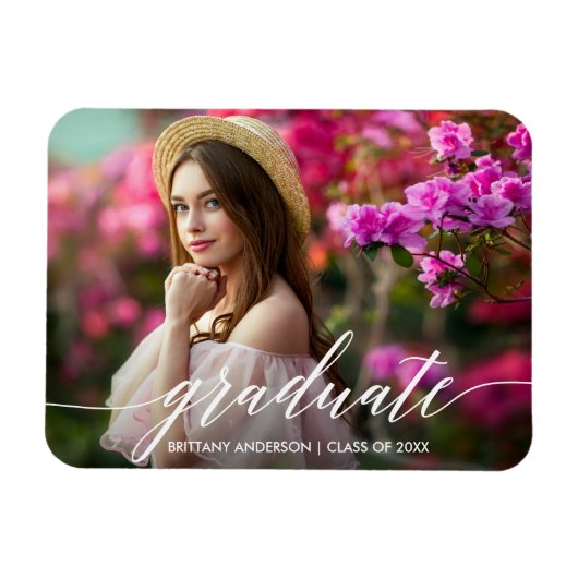 Modernes Kalligrafie-Script-Abschluss-Foto Magnet (Horizontal)