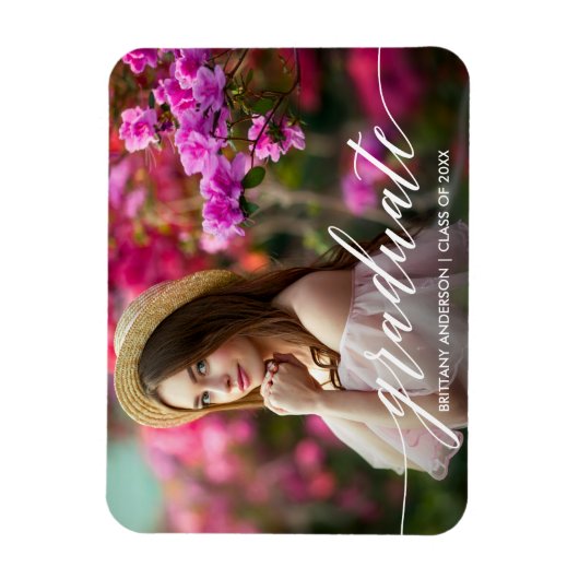 Modernes Kalligrafie-Script-Abschluss-Foto Magnet (Vertikal)