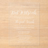 Modernes Kalligrafie Script Bat Mitzvah Acryleinladungen (Vorderseite)