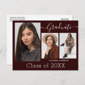 Modernes Kalligrafie Script Brgdy 3 Foto Abschluss Postkarte (Vorne/Hinten)