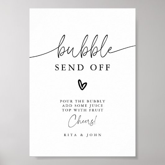 Modernes Kalligrafie-Script-Bubbly-Bar Wedding-Zei Poster (Vorne)