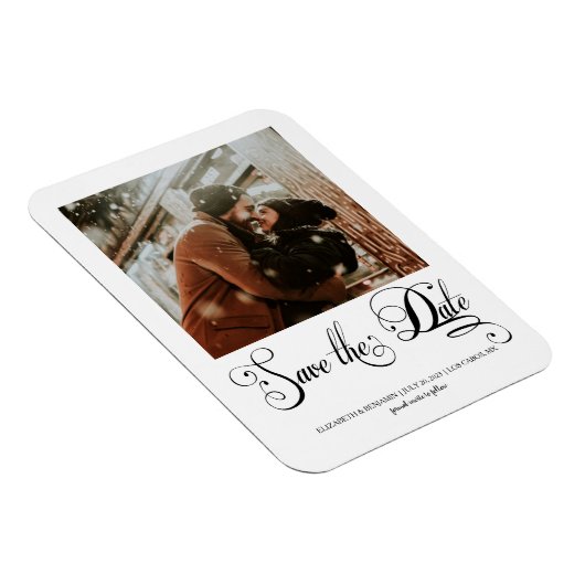 Modernes Kalligrafie-Script-Foto Save the Date Magnet (Rechte Seite)